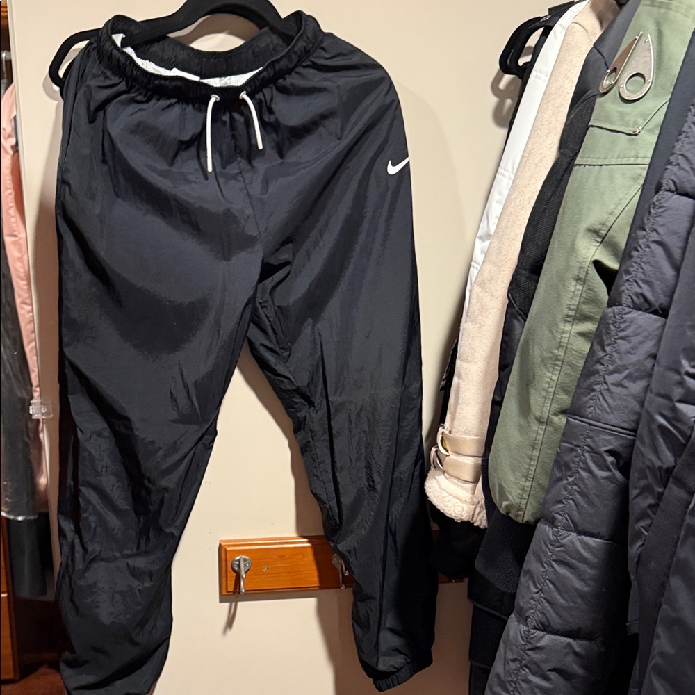 Nike Black Athletic Pants with White Swoosh